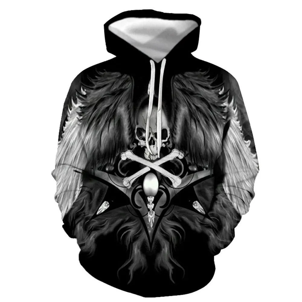 3D Graphic Printed Hoodies Skeleton