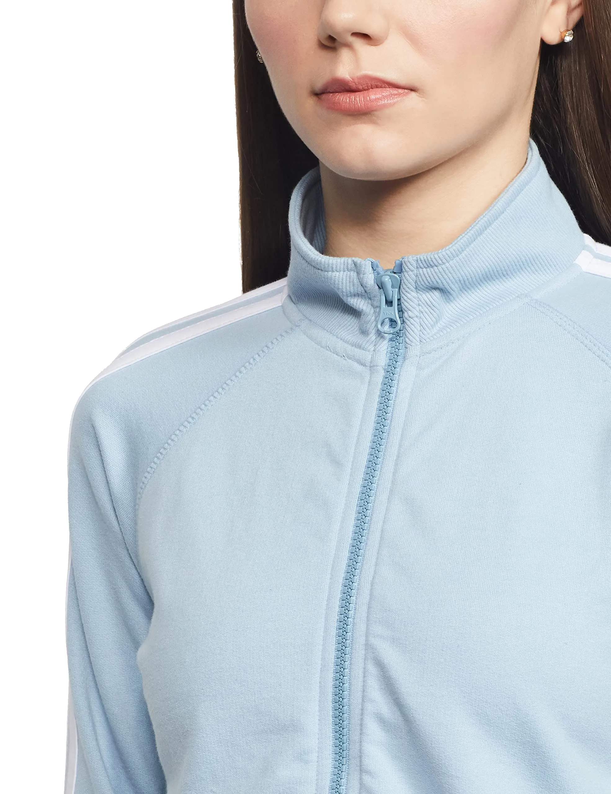 Amazon Brand - Symbol Women's Regular Cotton Blend High Neck Sweatshirt (Sym Aw20Sw03_Sky Blue_M)