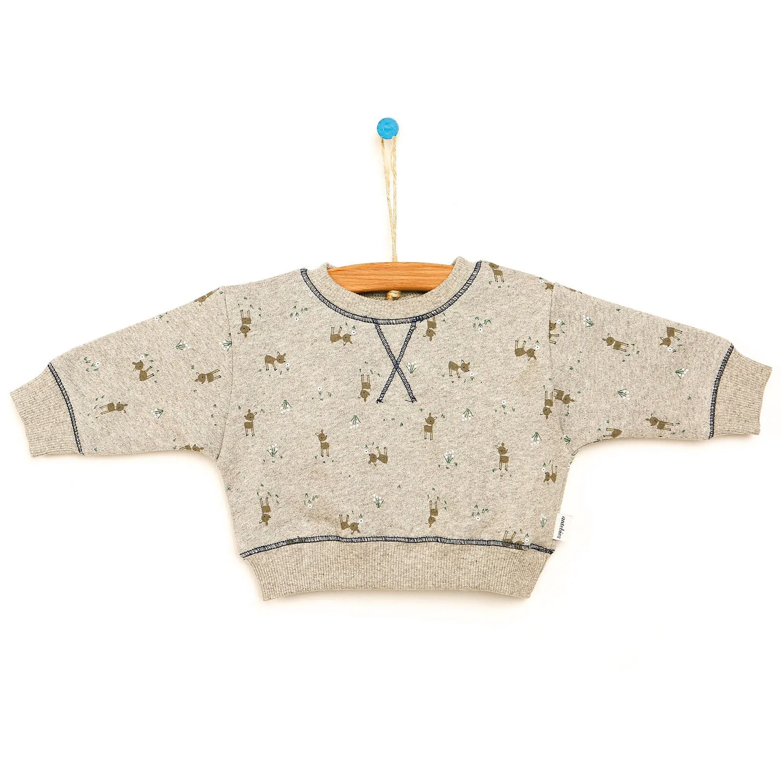 Antebies Newborn Deer Organic Sweatshirt - Grey