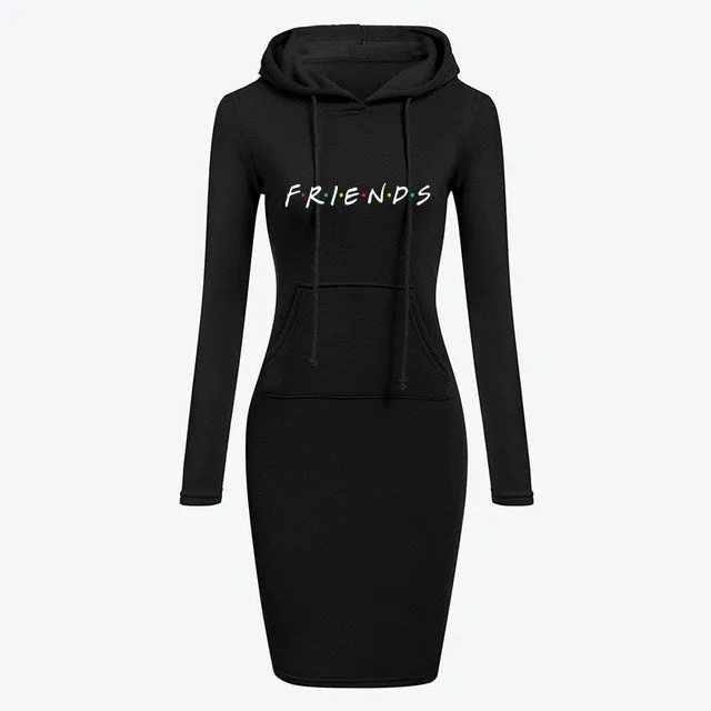 Autumn Winter Women Hoodies Sweatshirts Long-sleeved Dress