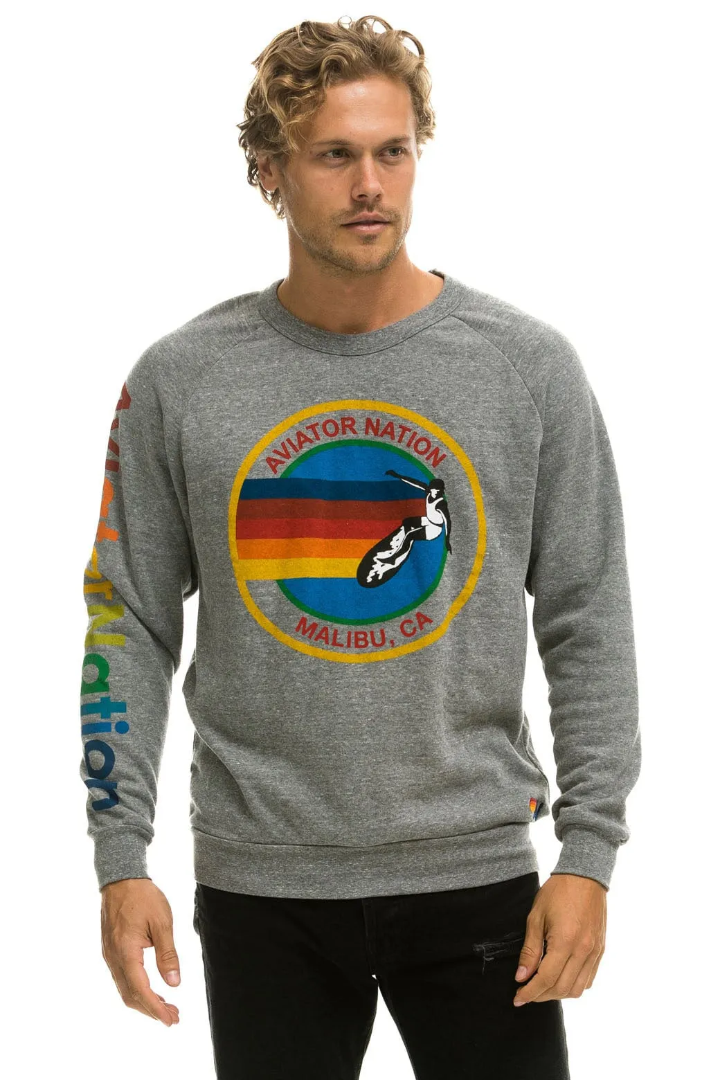 AVIATOR NATION MIAMI  SWEATSHIRT - HEATHER GREY