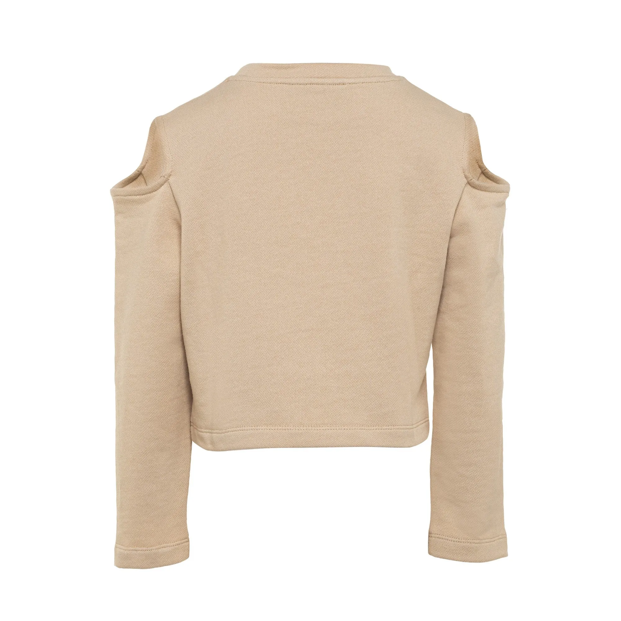 Balmain Beige Cut-Off Shoulder Top