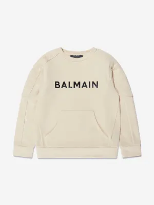 Balmain Boys Logo Sweatshirt in Beige