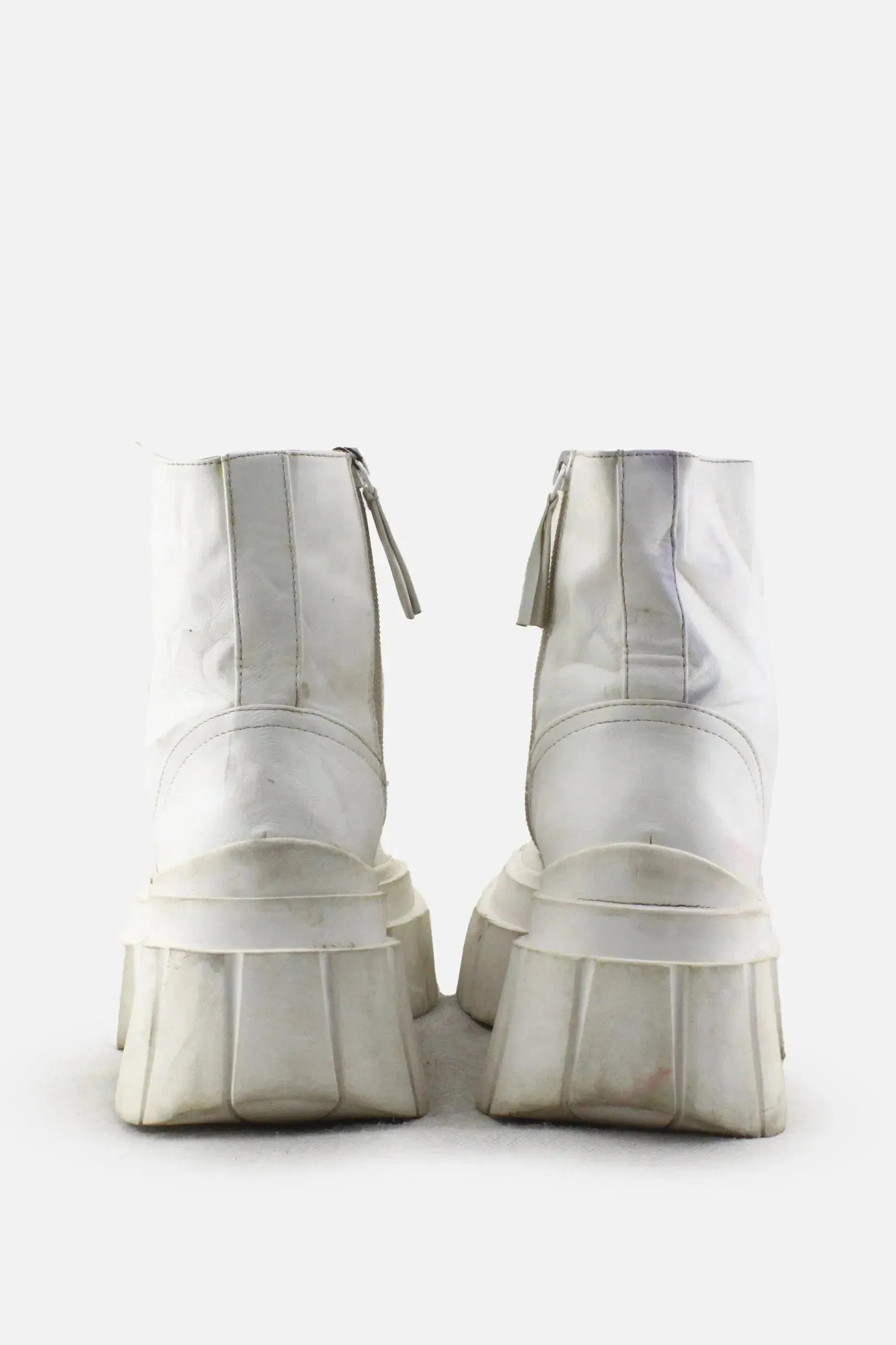 Bershka Zipper Laces Combat Ankle Boots | 100% Authetic Leather