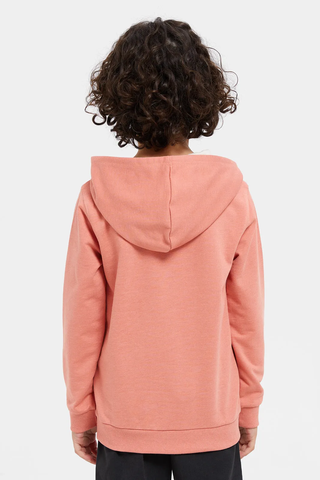 Boys Apricot Embroidery Hooded Sweatshirt