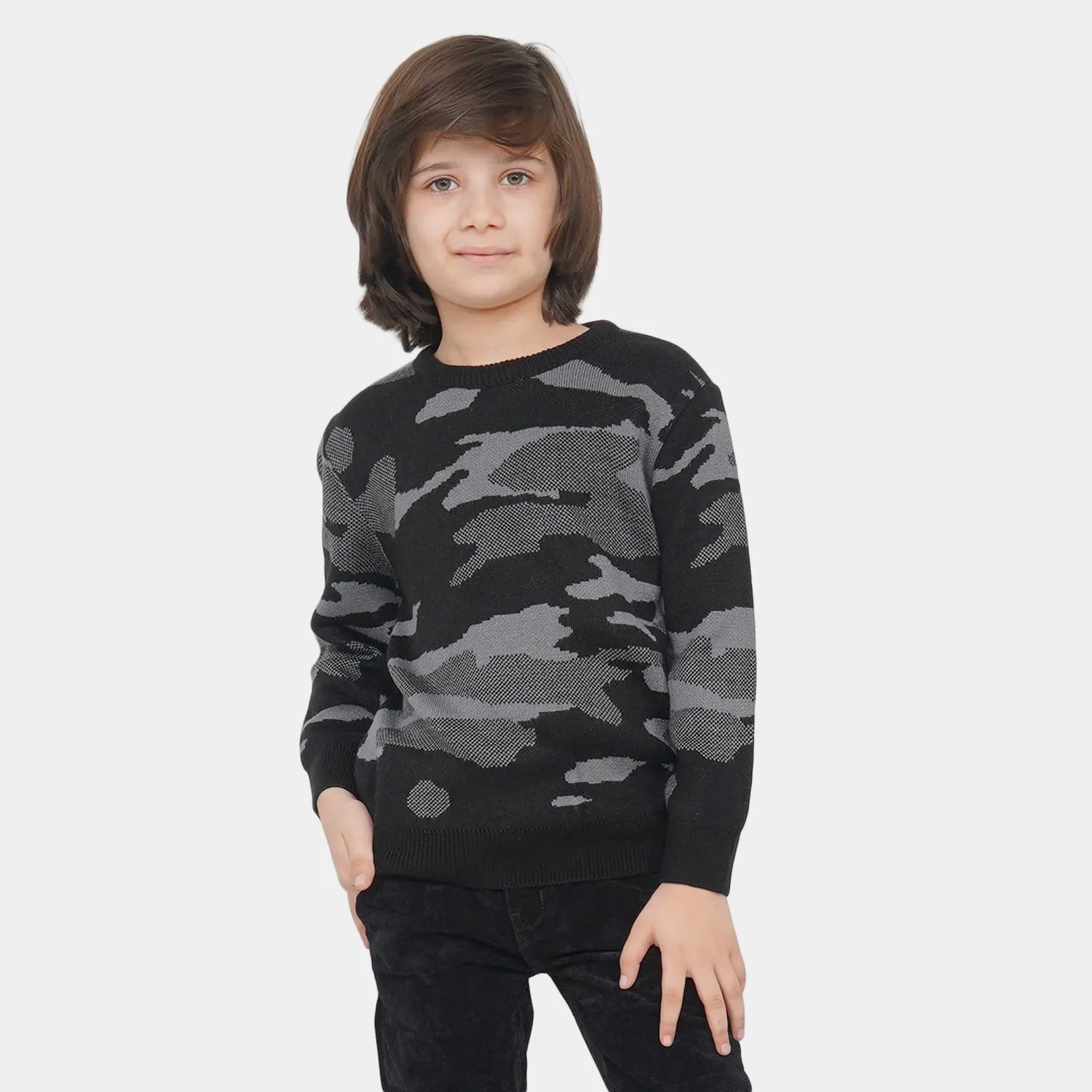 Boys Sweater Camouflage - Black