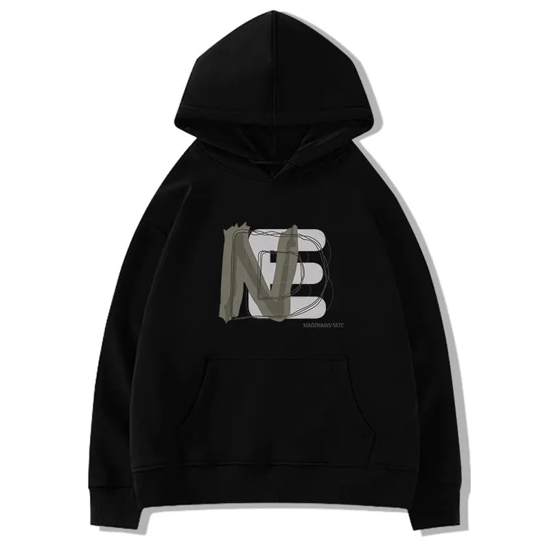 Casual Hooded Pullover Basic Letter Printing Women Hoodies Winter Chic Drawstring Simple Loose Fashion Top Female Hoodies