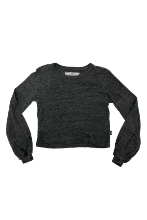 Charcoal puff sleeve crewneck sweatshirt