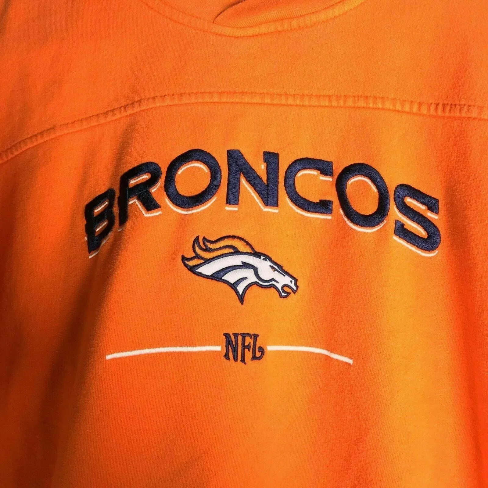 Cozy Denver Broncos NFL Mens XL Orange Sweatshirt Embroidered AFC West