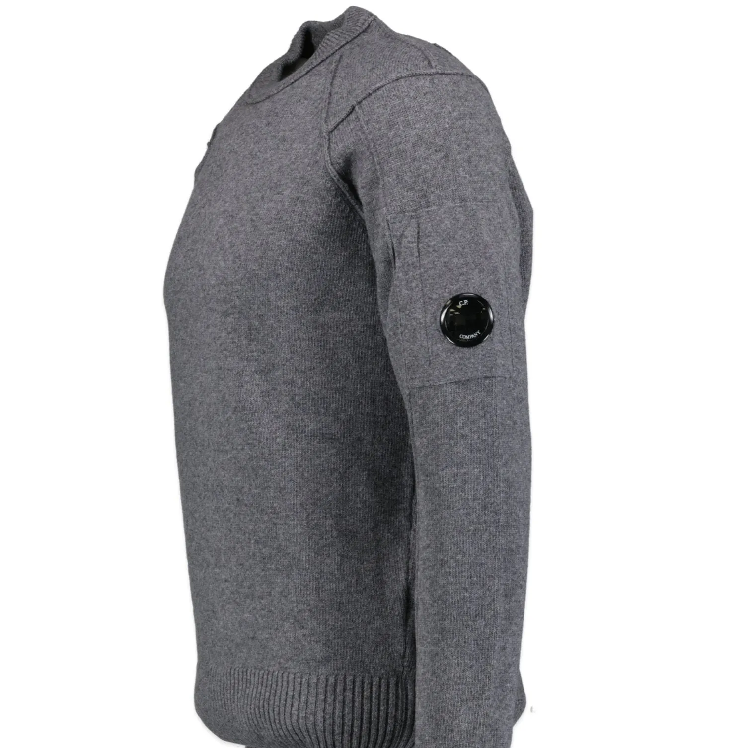 CP COMPANY Arm Lens Knitted Sweatshirt Grey