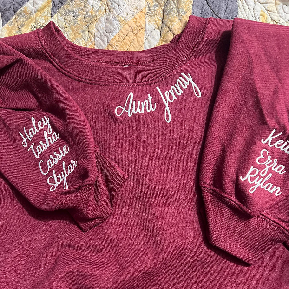 Custom Embroidered Nona Sweatshirt with GrandKids Names on Sleeve