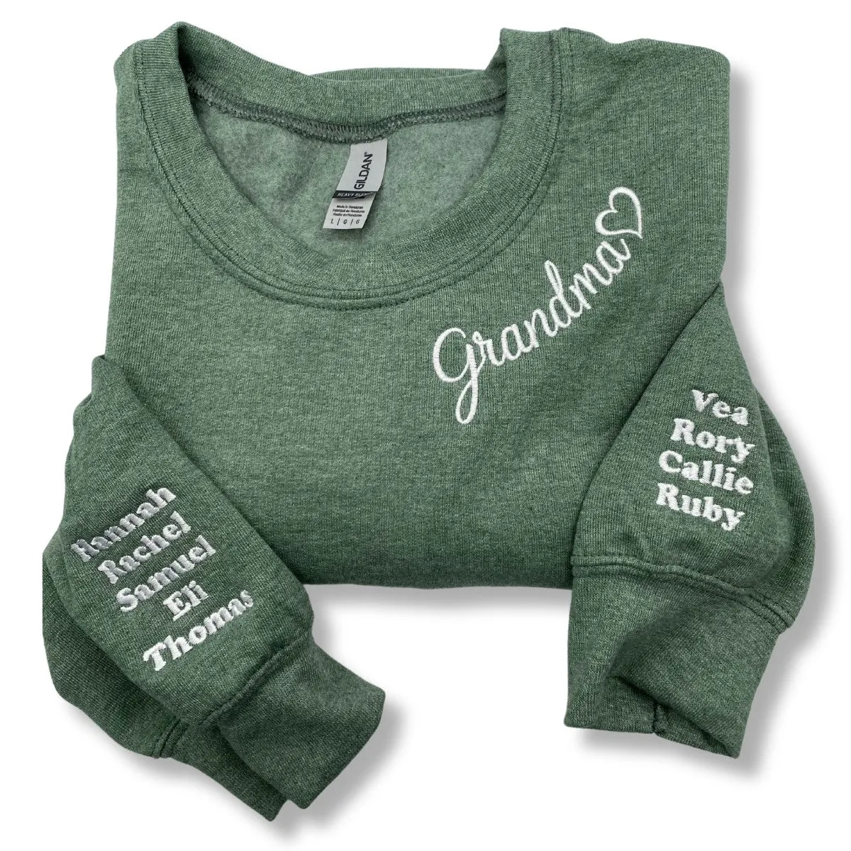 Custom Embroidered Nona Sweatshirt with GrandKids Names on Sleeve