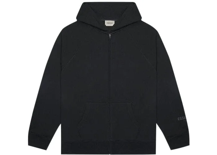 ESSENTIALS FOG 3D SILICON ZIP UP HOODIE BLACK