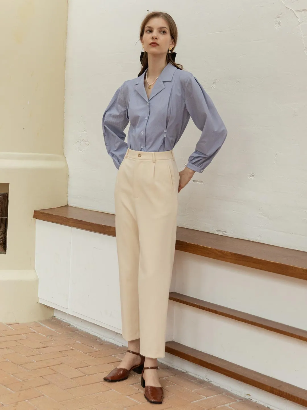 【Final Sale】Nora Straight Suit Pants - Milky White