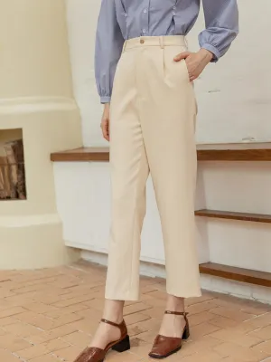 【Final Sale】Nora Straight Suit Pants - Milky White