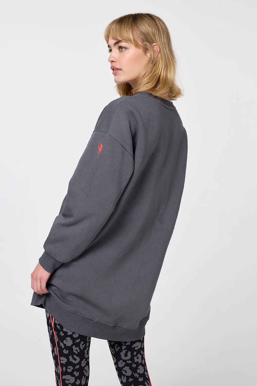 Grey with Studded Lightning Bolt Oversized Tunic