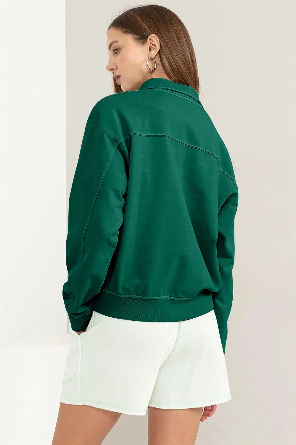 Half Zip Drop Shoulder Sweatshirt