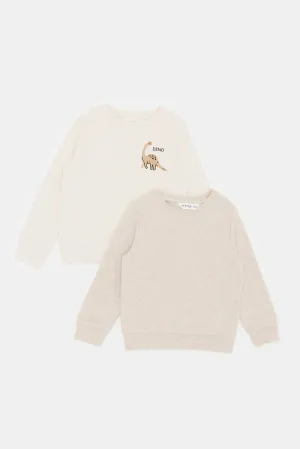 Infant Boys Beige And Ivory Sweatshirt Set (Pack of 2)