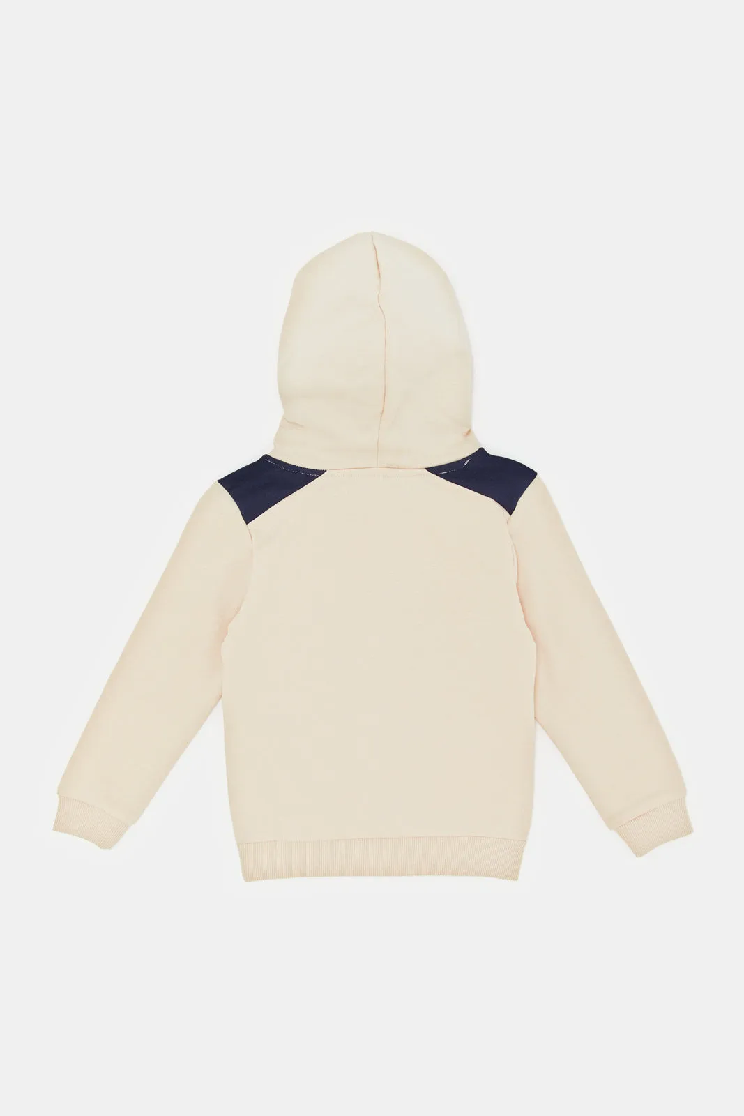 Infant Boys Cream Embossed Hooded Sweatshirt