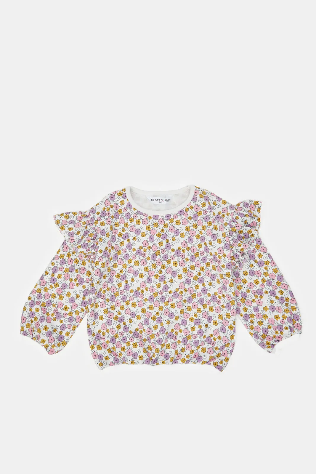 Ivory Floral Aop & Mustard Solid Sweatshirt