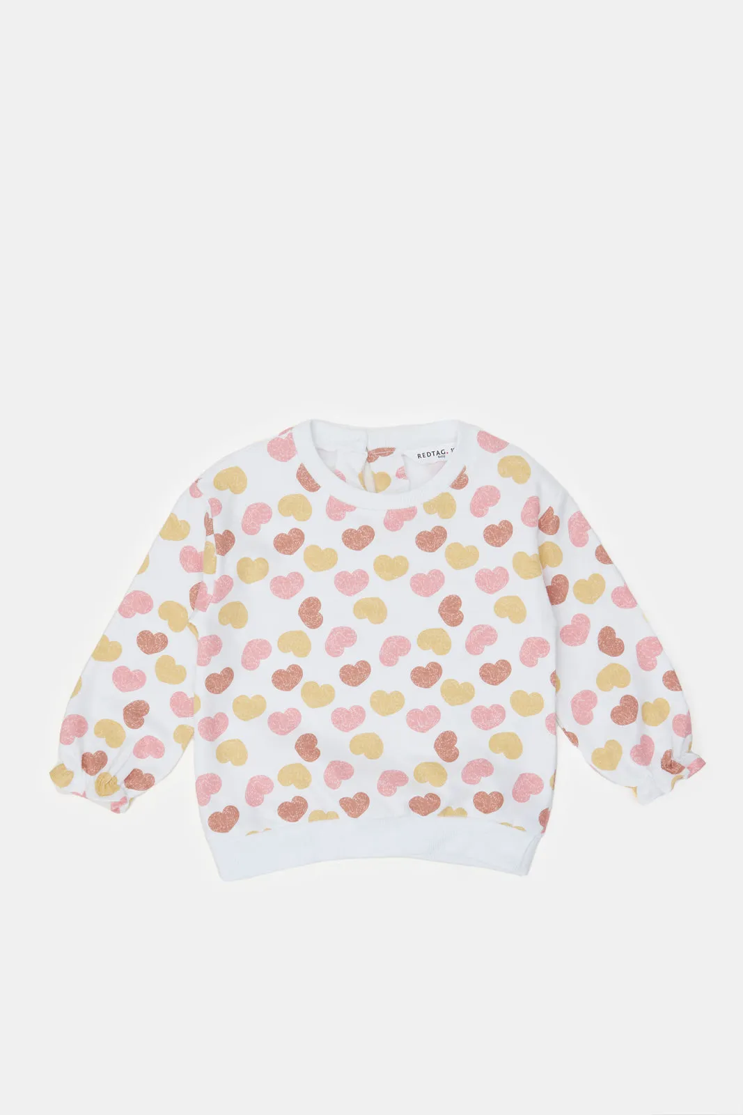 Ivory Heart Aop & Brown Polka Dot Print Sweatshirt