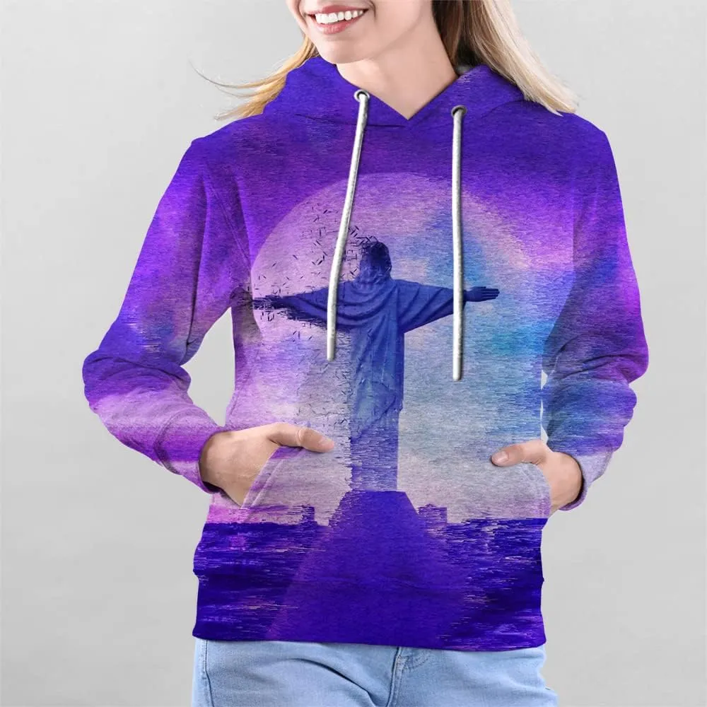 Jesus Statue Pattern 3d Hoodies For Women Men - Christian Apparel Hoodies