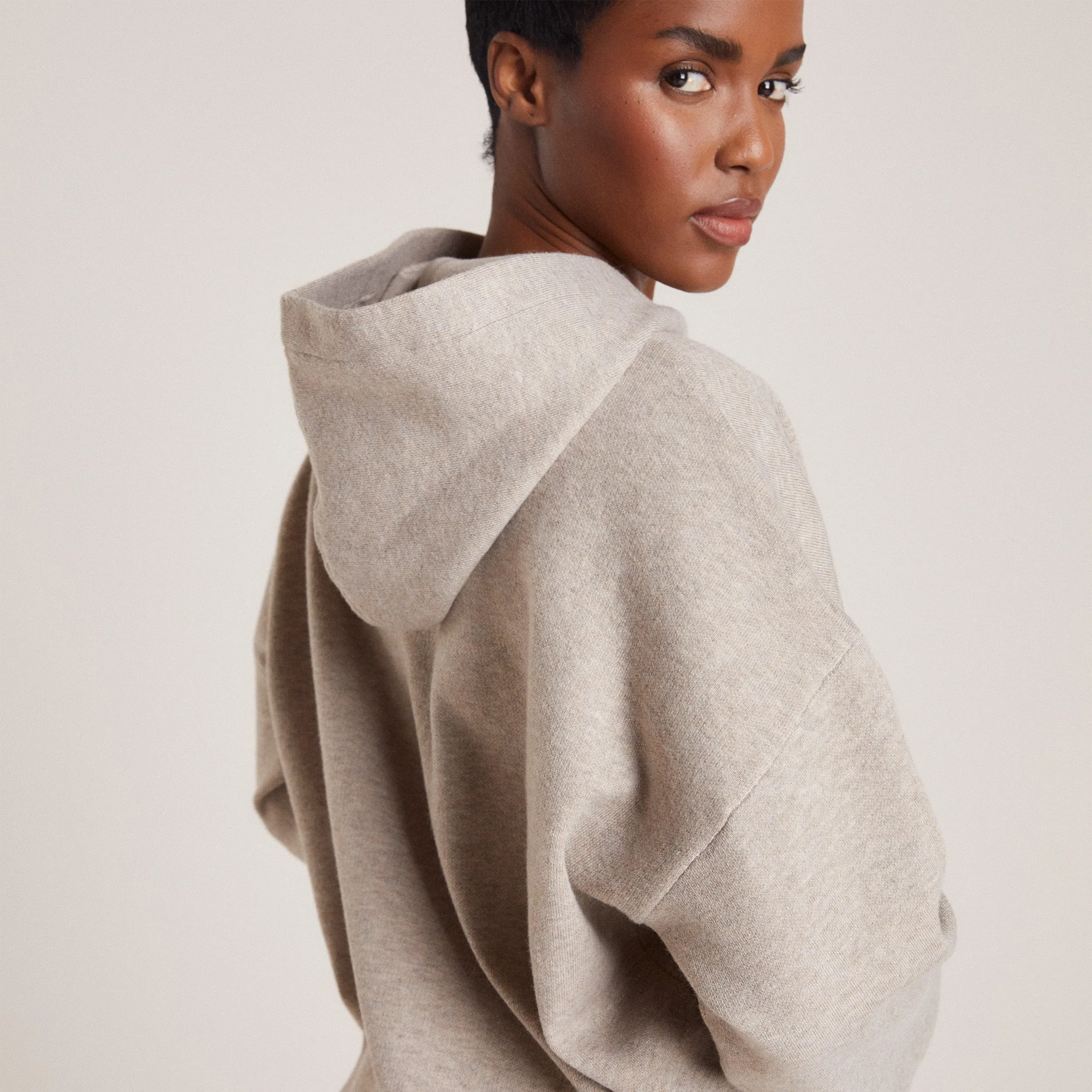 Knitted Lounge Hoodie - Taupe Marl