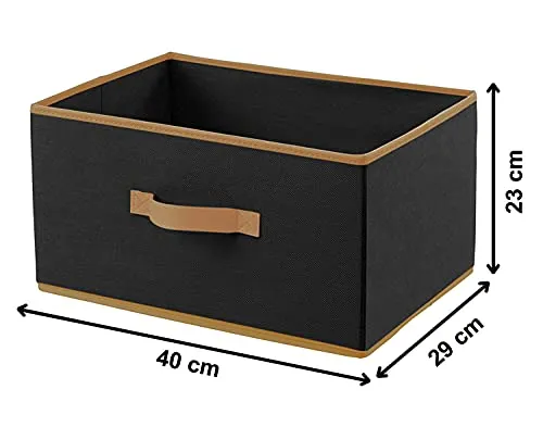 Kuber Industries Storage Box|Toy Box Storage For Kids|Foldable Storage Box|Storage Box For Clothes|Pack of 3 (Black, Non-woven)