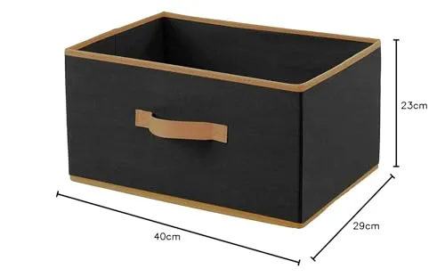 Kuber Industries Storage Box|Toy Box Storage For Kids|Foldable Storage Box|Storage Box For Clothes|Pack of 3 (Black, Non-woven)