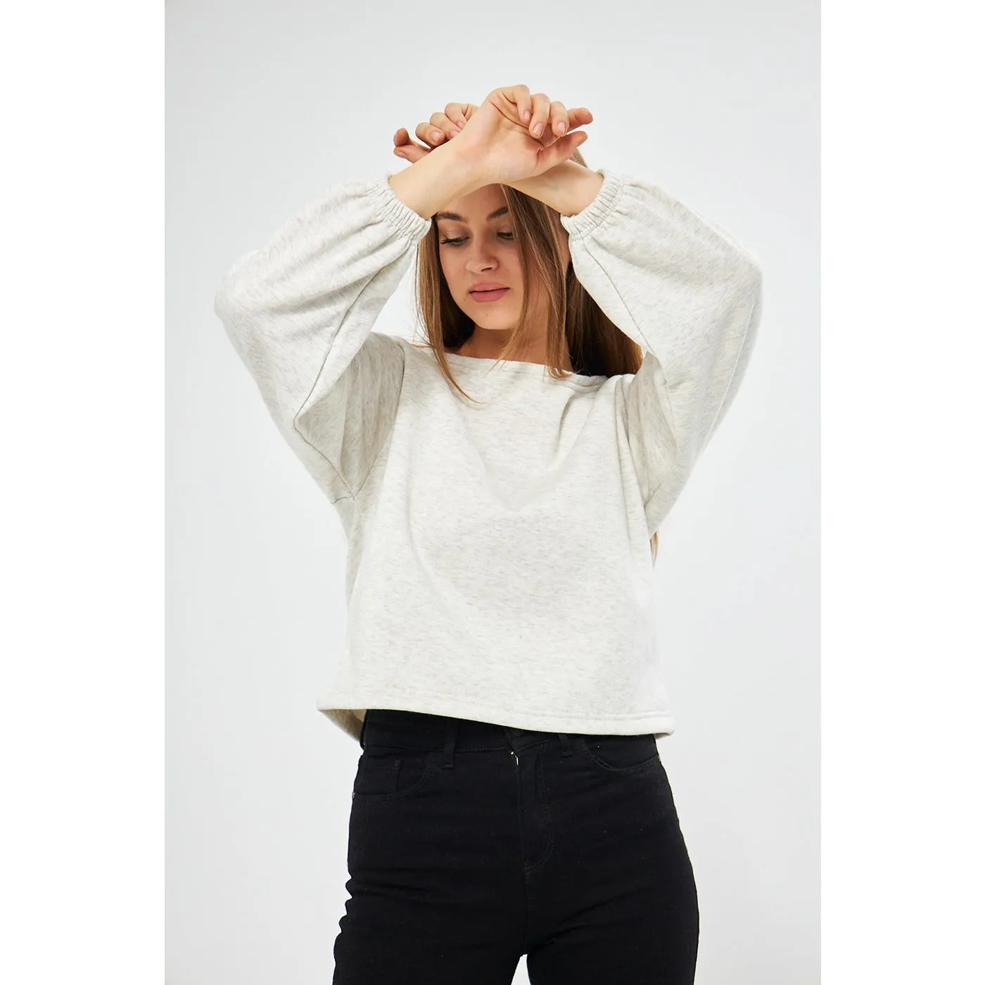 Light Grey Boatneck Oversized Sweatshirt