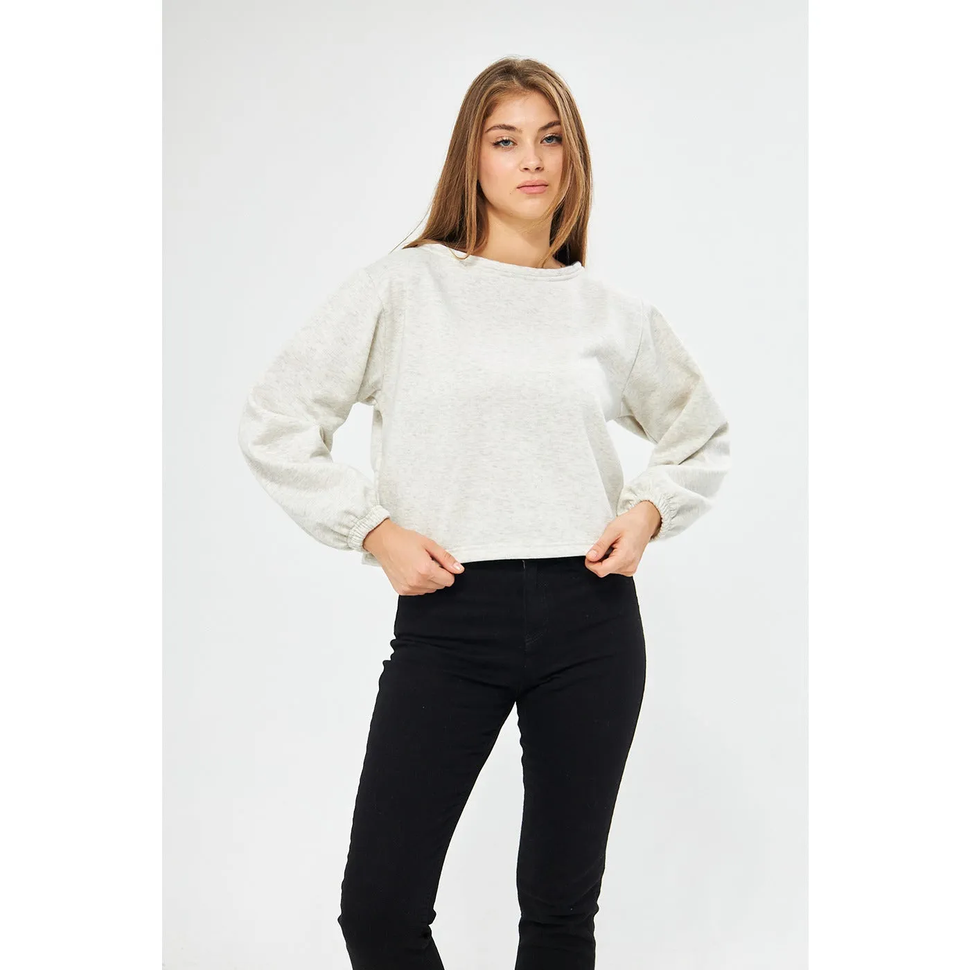 Light Grey Boatneck Oversized Sweatshirt