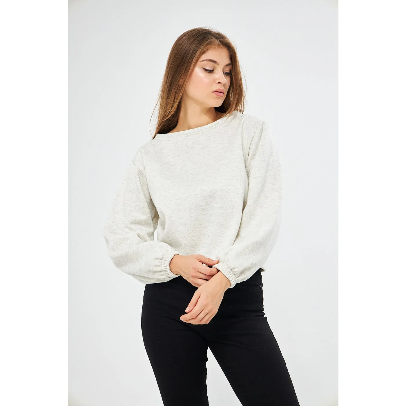 Light Grey Boatneck Oversized Sweatshirt