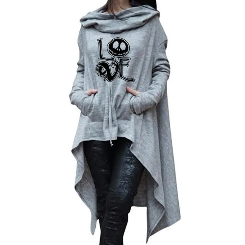 Long Sweatshirts Woman Irregular Letters Cloak Halloween