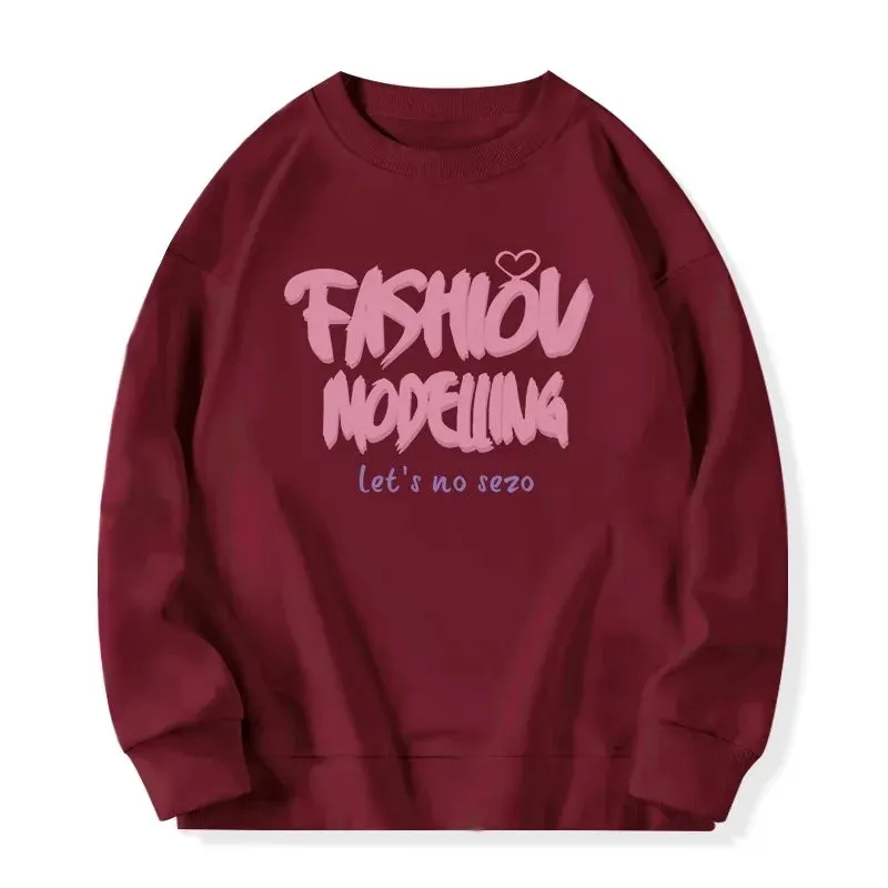 Loose Letter Printed Casual Female Hoodies Spell Color Pullovers O-neck Fashion Chic Women's Hoodies Simple Streetwear