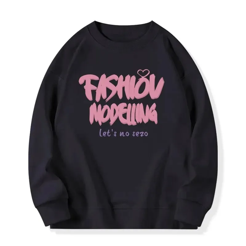 Loose Letter Printed Casual Female Hoodies Spell Color Pullovers O-neck Fashion Chic Women's Hoodies Simple Streetwear