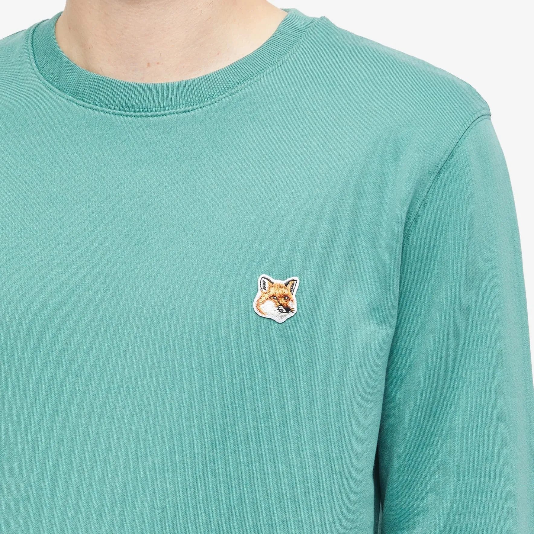 Maison Kitsune Fox Head Patch Regular Crew Sweatshirt, gray-green