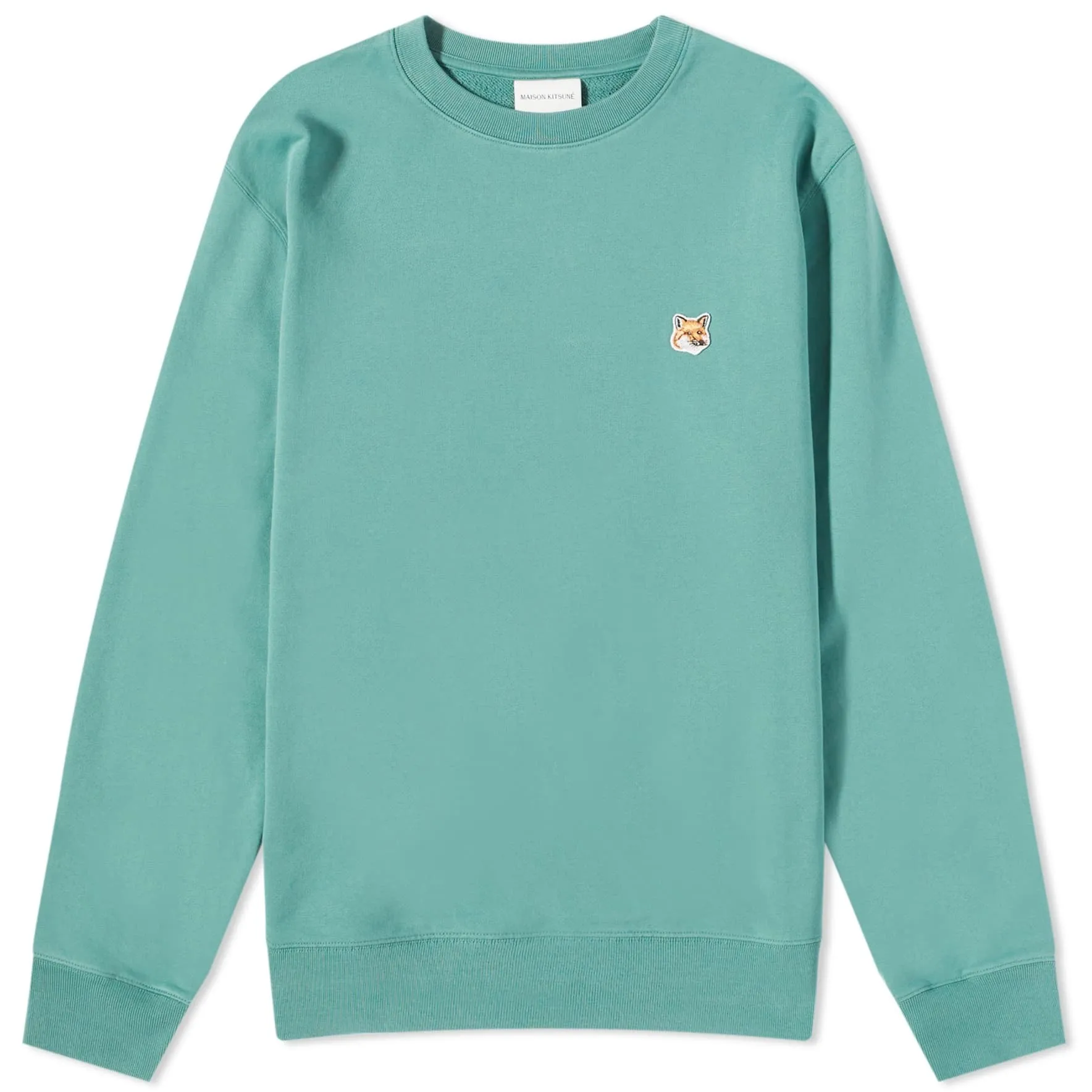 Maison Kitsune Fox Head Patch Regular Crew Sweatshirt, gray-green