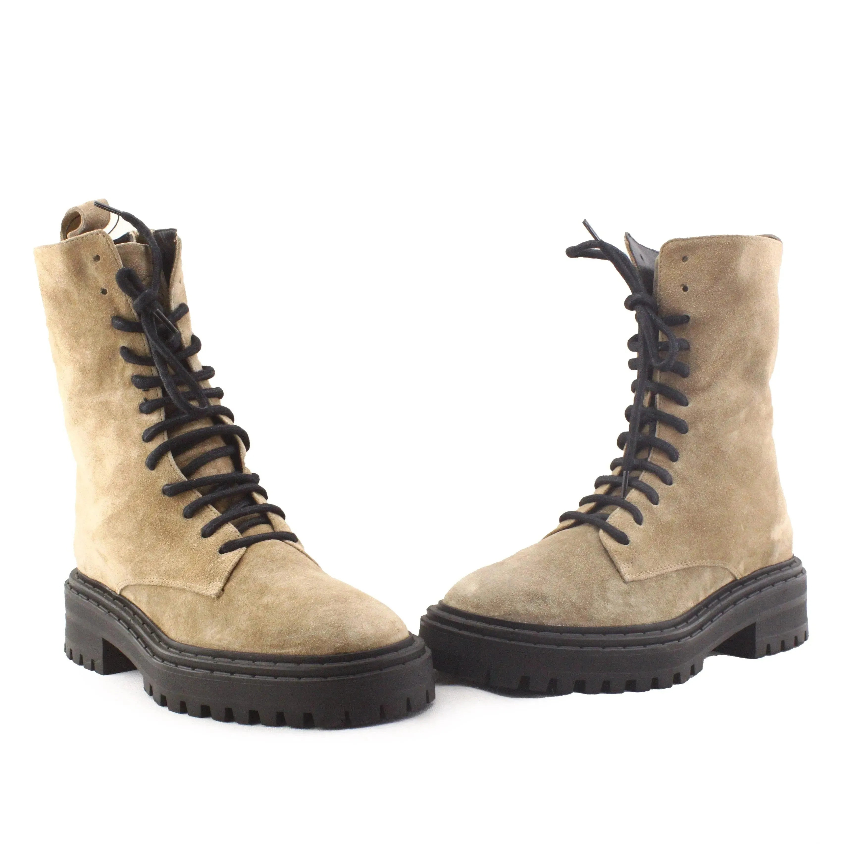 Massimo Dutti Zipper Laces Combat Boots | Suede