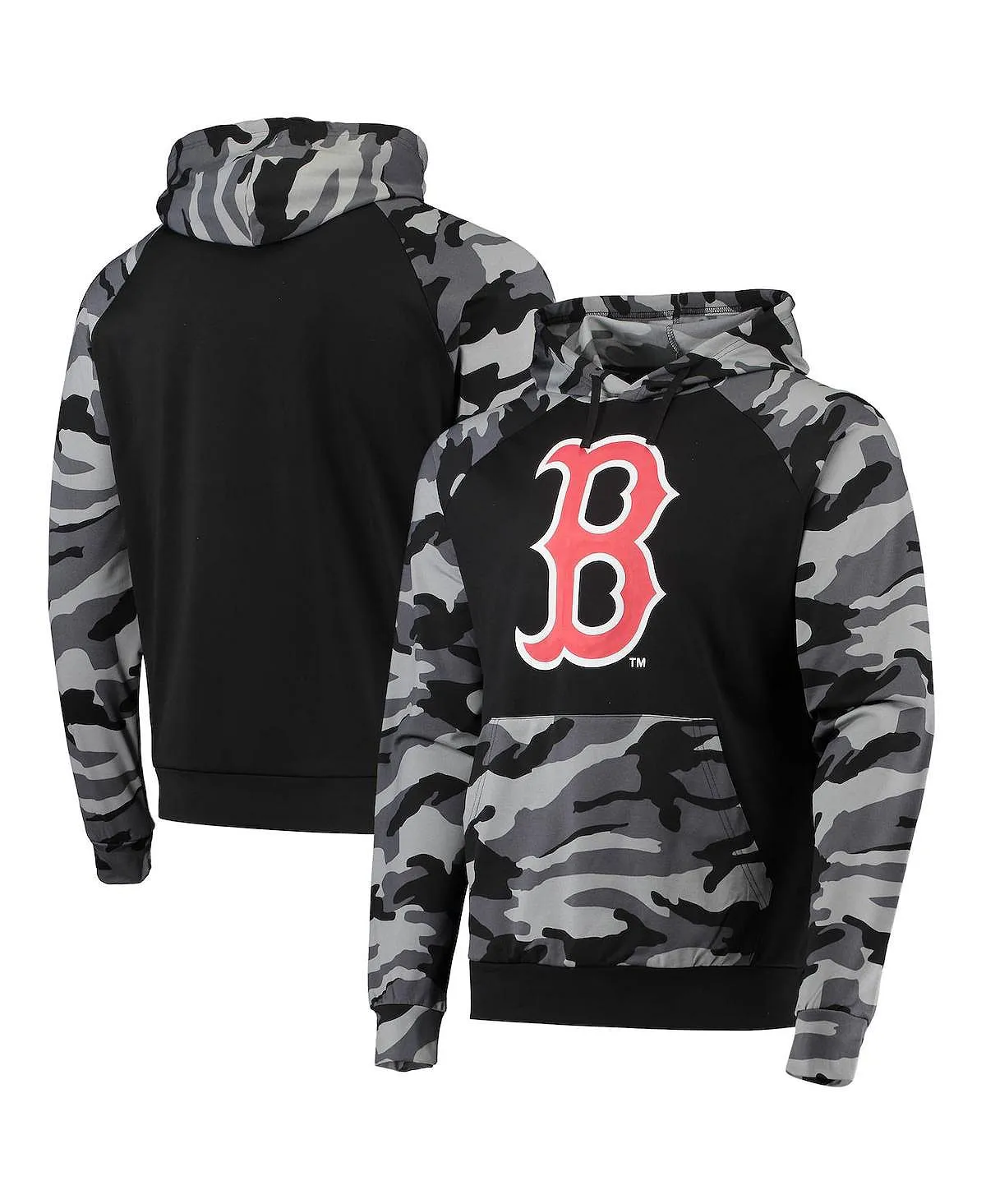 Men's black boston red sox camo raglan pullover FOCO hoodie, black