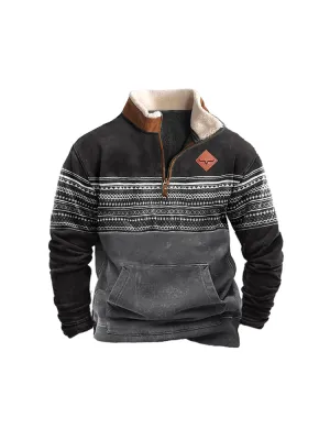 Men'S Vintage Ethnic Zip Sweatshirt