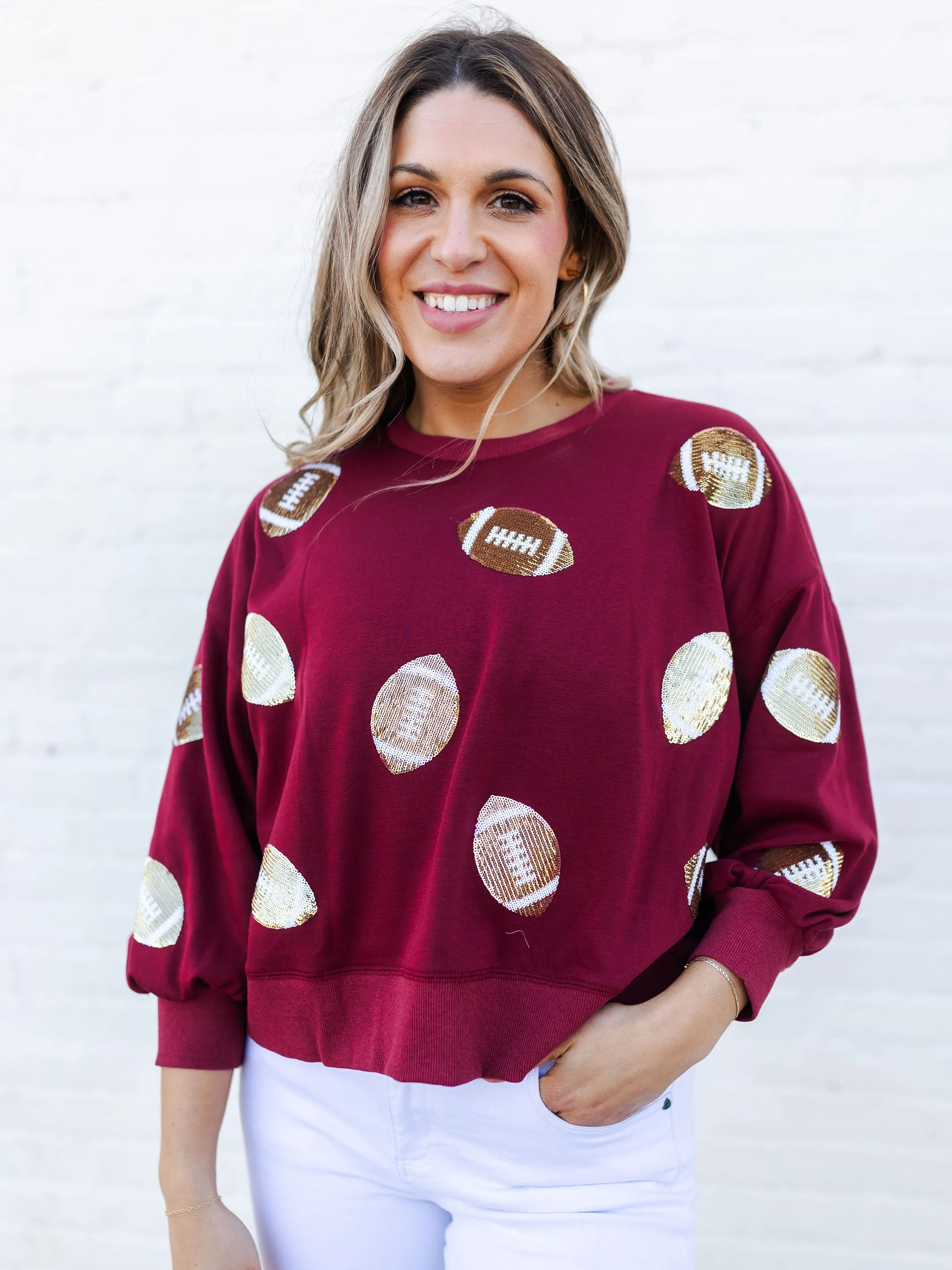 Millie Sweatshirt | Footballs Garnet   Gold