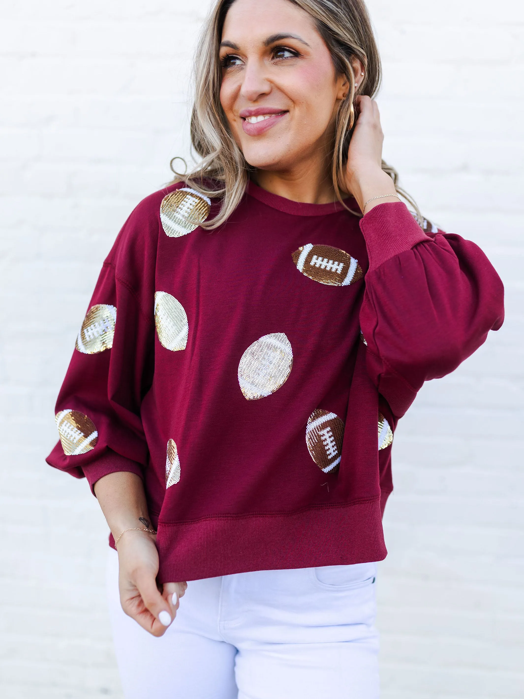 Millie Sweatshirt | Footballs Garnet   Gold