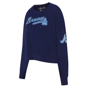 MLB ATLANTA BRAVES VARSITY BLUES WOMEN'S CREWNECK (MIDNIGHT NAVY)