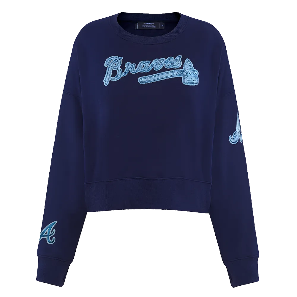 MLB ATLANTA BRAVES VARSITY BLUES WOMEN'S CREWNECK (MIDNIGHT NAVY)