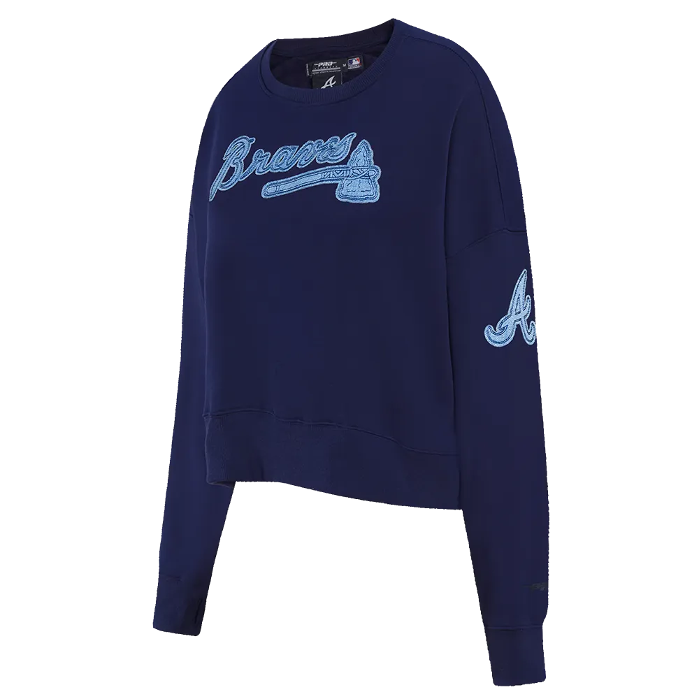 MLB ATLANTA BRAVES VARSITY BLUES WOMEN'S CREWNECK (MIDNIGHT NAVY)