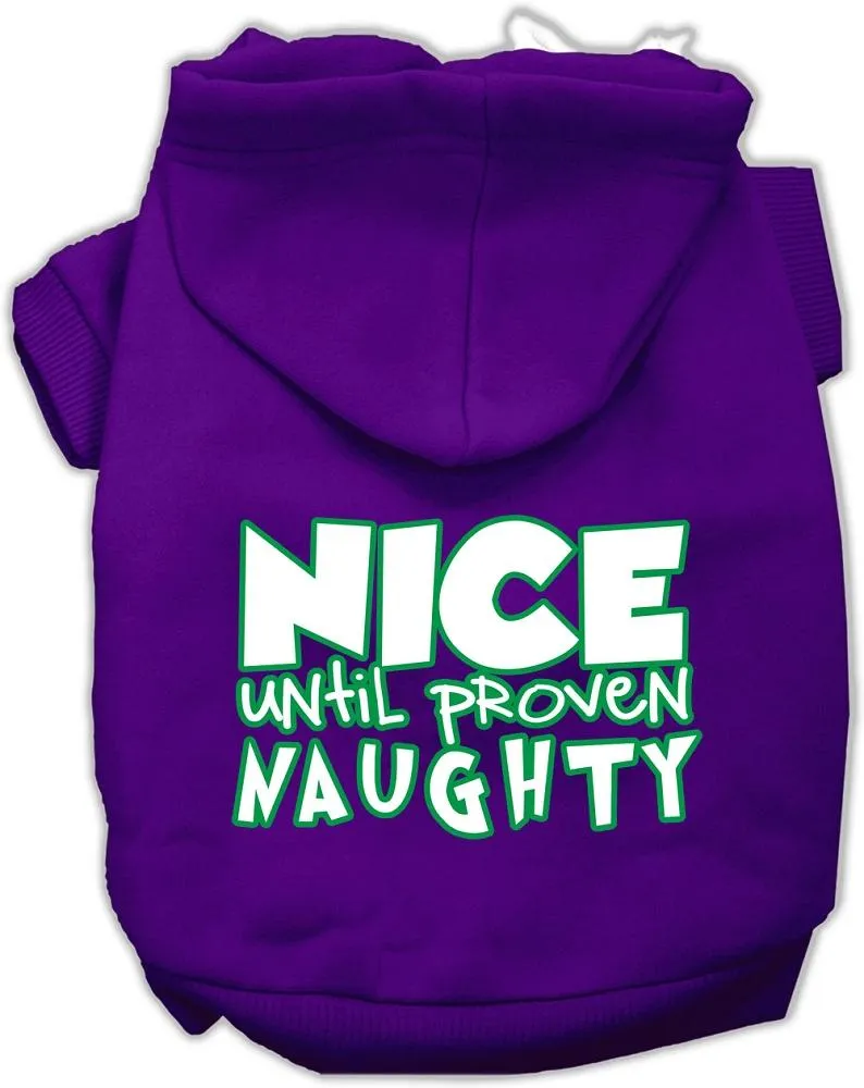 Nice Until Proven Naughty Screen Print Pet Hoodie Purple Sm (10)