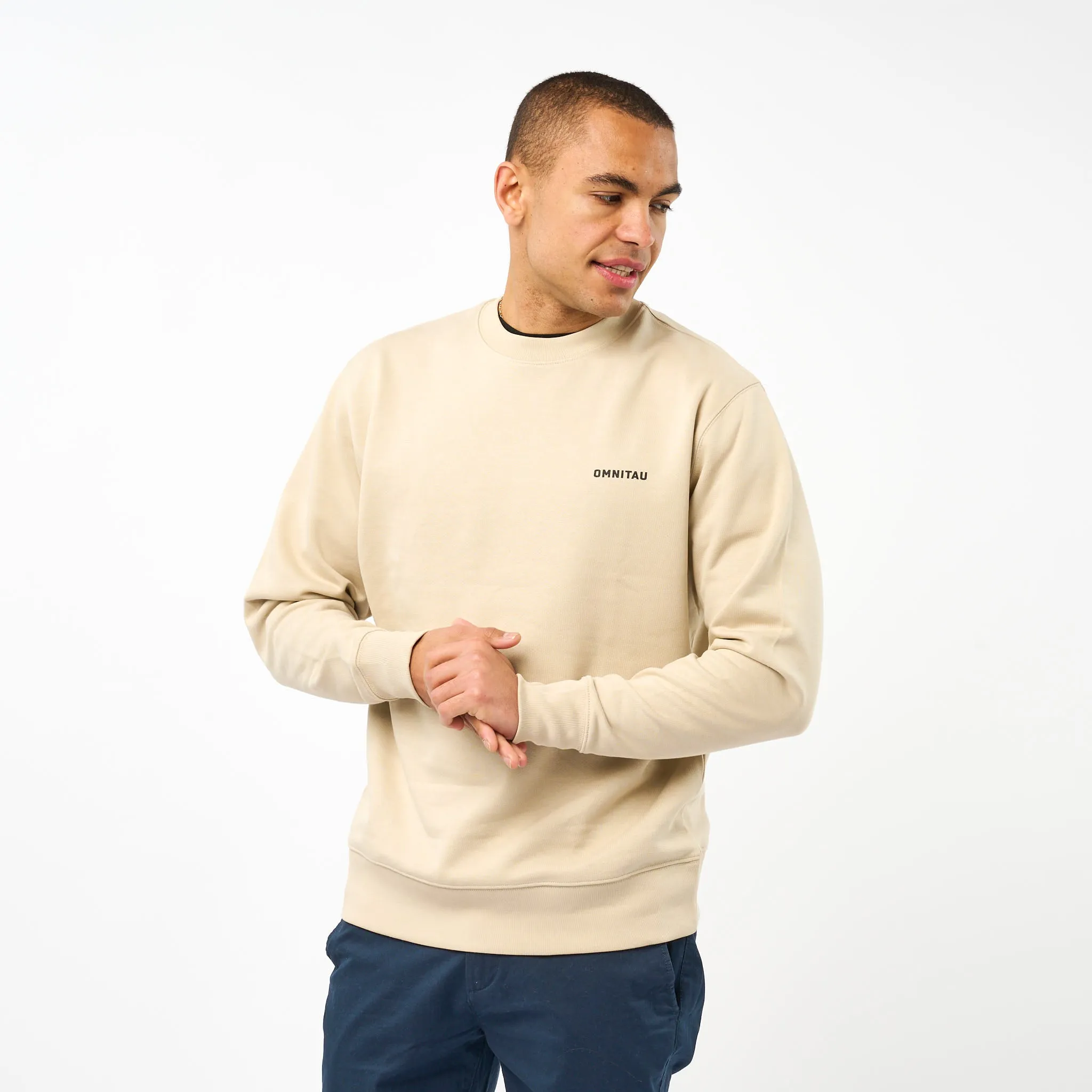 Omnitau Men's Muir Organic Cotton Medium Fit Sweatshirt - Dark Cream