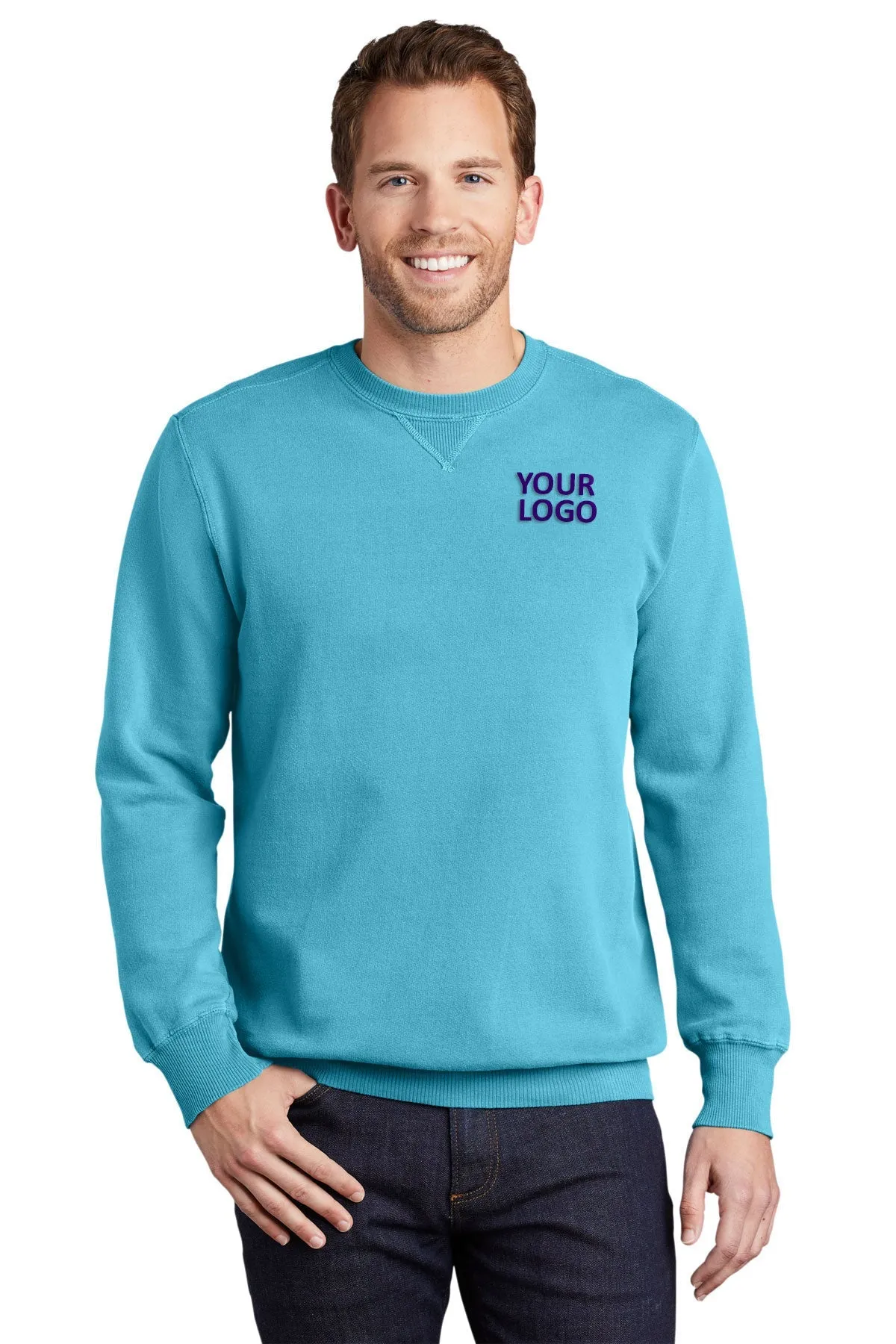 Port & Company Pigment Dyed Branded Sweatshirts, Tidal Wave