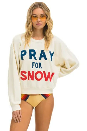 PRAY FOR SNOW RELAXED CREW SWEATSHIRT - VINTAGE WHITE