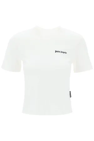 "round-neck t-shirt with embroidered PWAA044S24JER001 OFF WHITE BLACK